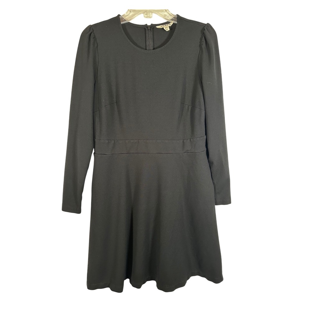 Boden Sabrina Ponte Fit & Flare Dress Black Long Sleeve US 10R D0784